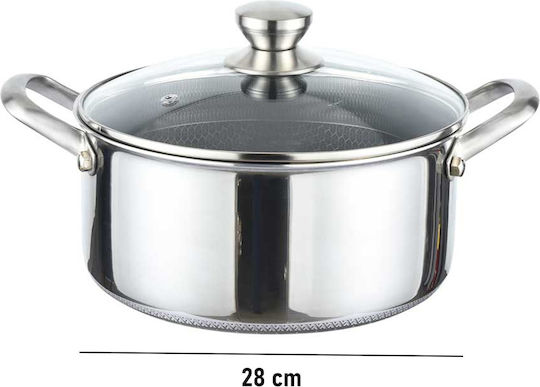 Cheffinger Oală 28cm 8l Antiaderentă Cu Capac Tip Fagure Argintie
