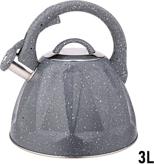 Cheffinger 3l Whistling Kettle Compatible Induction Cooktops Marbled Design Grey