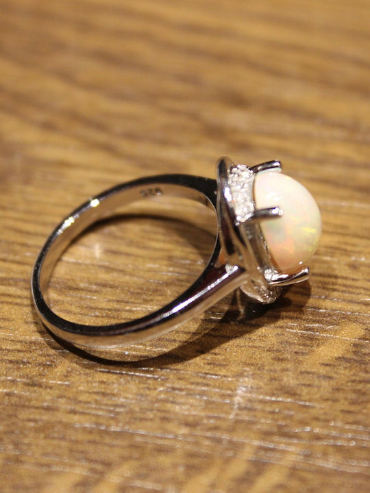 Songea Silberring Größe 16 Feueropal Zirkonia 925