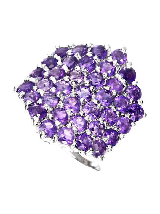 925 Silver Ring Natural Amethyst Size 16