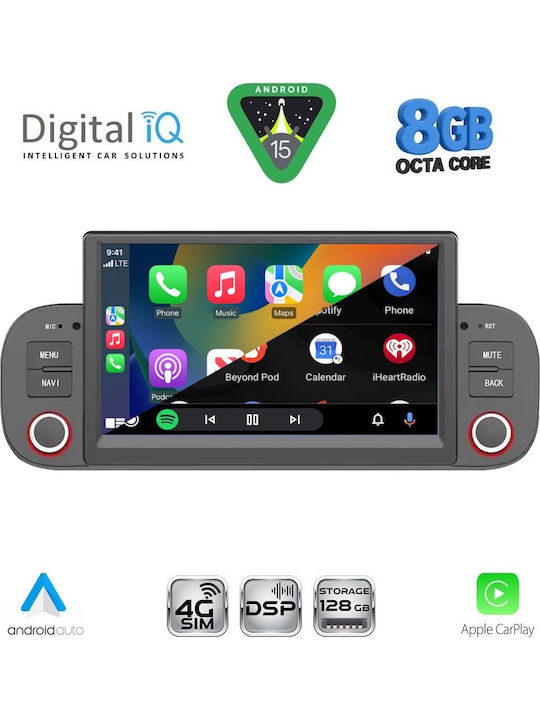 Digital IQ Car Audio System for Opel Astra Fiat Panda 2012-2021 (Bluetooth/USB/WiFi/GPS/Apple-Carplay/Android-Auto) with Touch Screen 7"