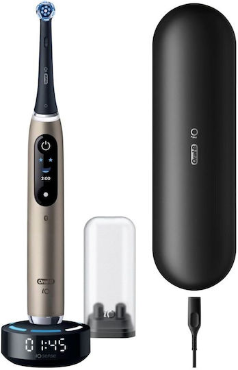 Oral-B Io10 Elektrische Zahnbürste mit Drucksensor und Reiseetui Lunar Gold