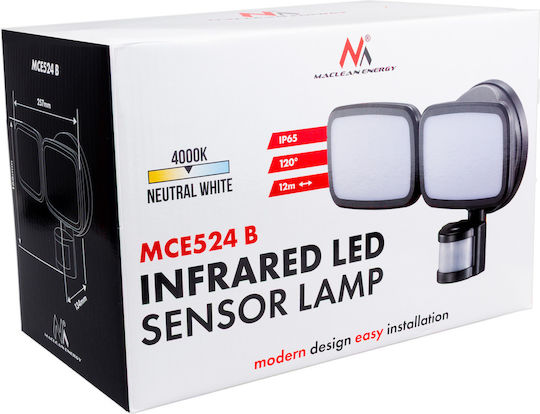 Maclean Energy Επιτοίχιο Εξωτερικό Φωτιστικό LED IP65 20W με Φυσικό Λευκό Φως