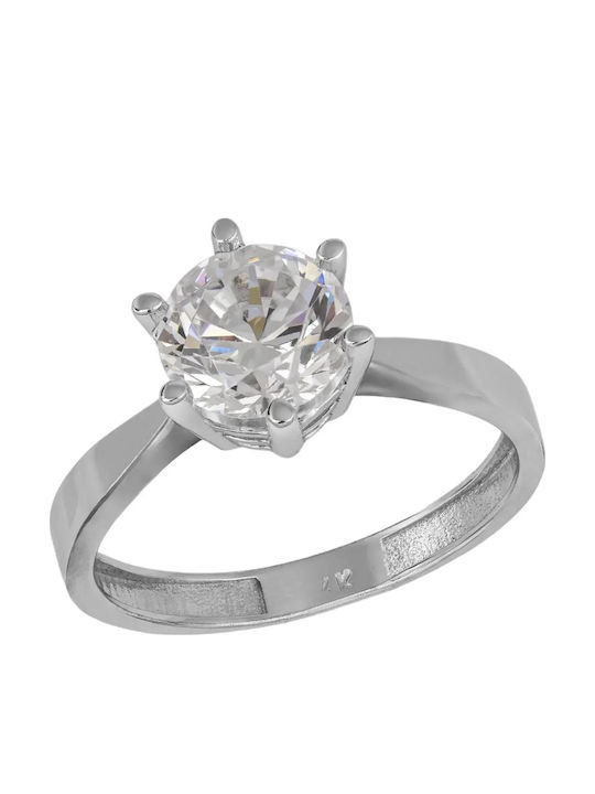 Единичен камък от Бяло злато 14K