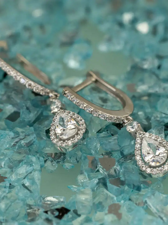 Обици от White Gold с Камъни