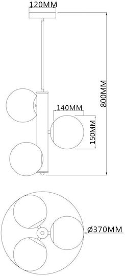 Agora Lighting Verstellbare Deckenleuchte Schwarz mit Lampenbirnensockel E14 37cm
