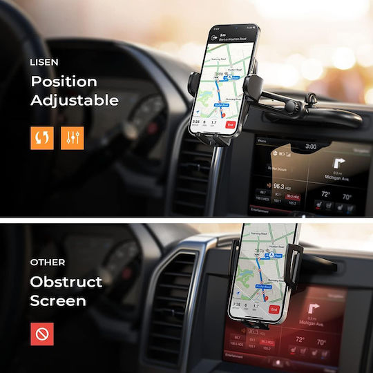 Lisen Car Mobile Mount with Adjustable Hooks Black