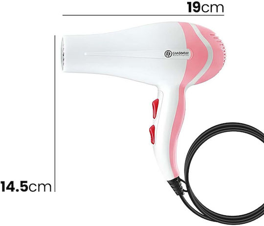 Avizar Travel Hair Dryer 1000w 4 Speeds Fast Drying White Pink