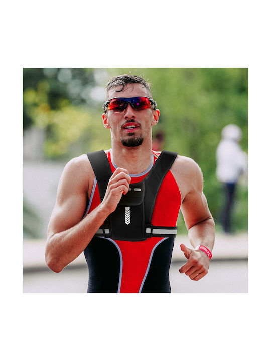 Reflective Bike Vest Adjustable Size Storage Spaces Black