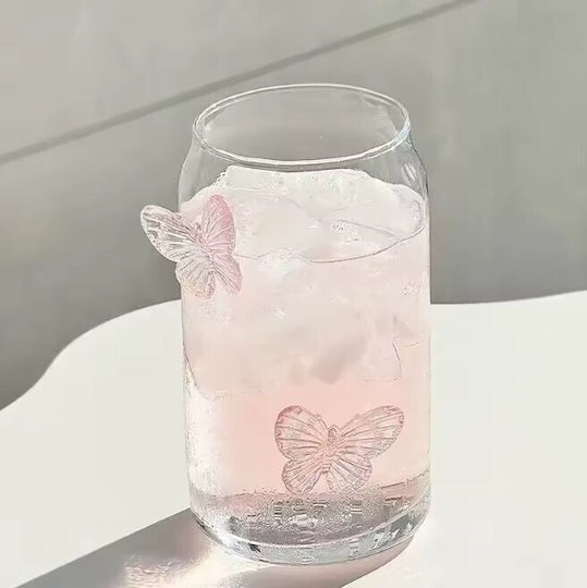 ecarla Ποτήρι από Γυαλί Ροζ με Καλαμάκι 500ml SZK163