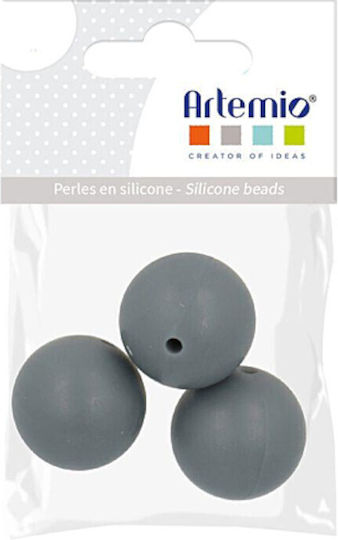 Silicone Beads Artemio 15mm Round Gray 3pcs