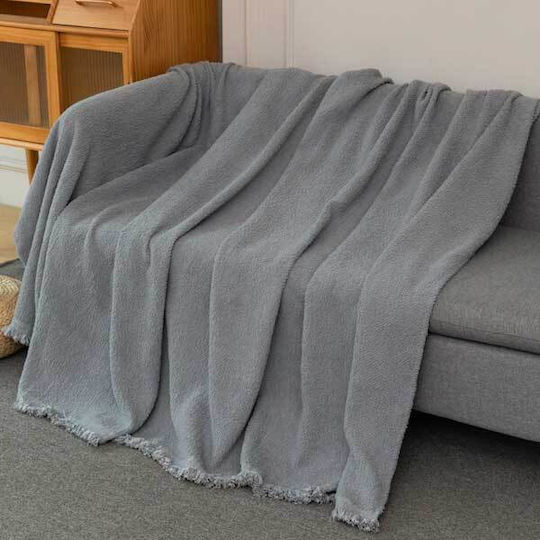 SpitiBazaar Σετ Ριχτάρια 3τμχ Chenille Γκρι Σκούρο
