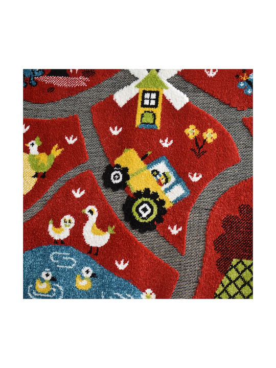 Saray Home 3d Farm Adventure Παιδικό Χαλί Κόκκινο 133x170cm