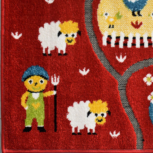 Saray Home 3d Farm Adventure Kids Rug Roșu 200x250cm