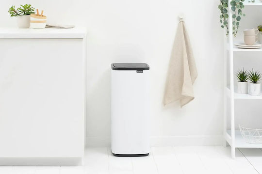Brabantia Bo Touch Waste Bin Plastic Push White 30lt