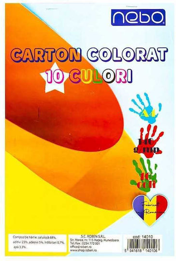 A4 Colored Cardboard 10 Colors 140 G/m² Set 10 Sheets Set