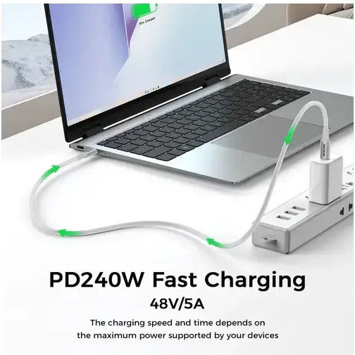 Nordic USB 2.0 Cable USB-C Male - USB-C 240W PD White 0.5m USB4-452