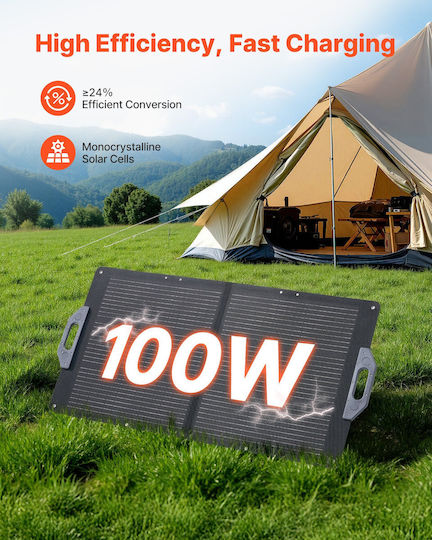 Vevor 100w Φορητός Πτυσσόμενος Ηλιακός Φορτιστής Υψηλή Απόδοση Πολύπλευρες Συνδέσεις Bxzdtynb1100ud77v001y3