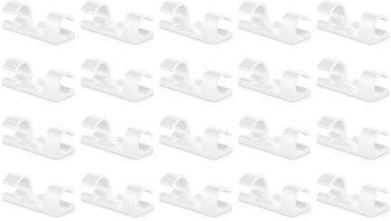 Set 20 White Self-adhesive Cable Holders Mk5535 Deleycon