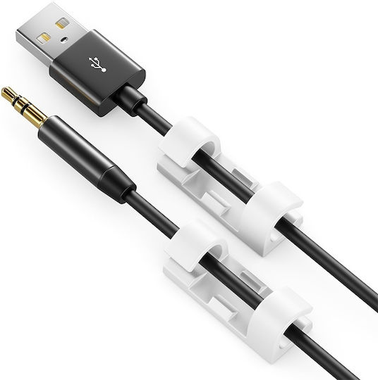Set 20 White Self-adhesive Cable Holders Mk5535 Deleycon