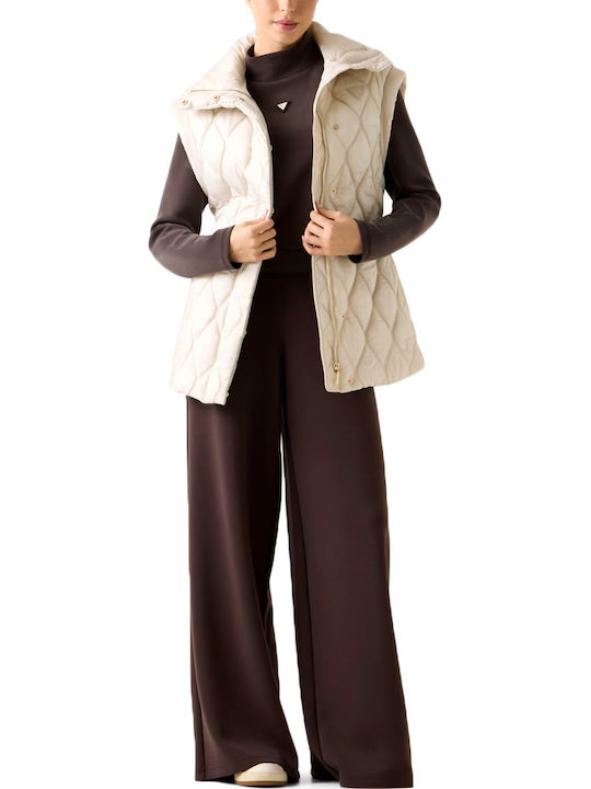 Damen Ärmellos Puffer Jacke für Winter Beige