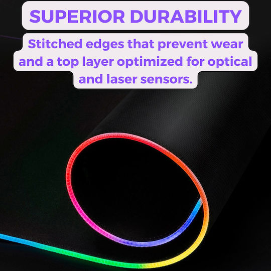Luvlu Mousepad Gaming Profesional XXL cu Iluminare RGB, 14 Moduri de Lumină LED, Suprafață Moale și Rezistentă la Stropire, Bază din Cauciuc Antiderapantă, Margini Cusute, Cablu USB Inclus, 900x400x4mm, Design Hartă a Lumii