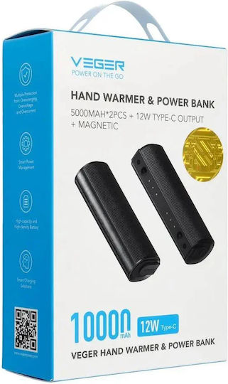 Veger Hand Warmer & Power Bank 10000mAh Black