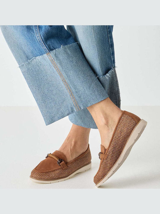 Δερμάτινα Γυναικεία Loafers σε Ταμπά Χρώμα