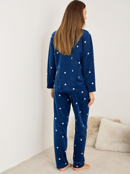 Siyah Inci Set Pijamale pentru Femei Blue