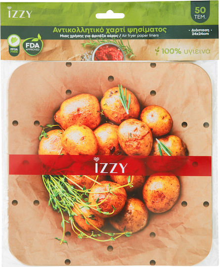 Izzy Non-stick Baking Papers for Air Fryer 24x24cm 50 Pieces