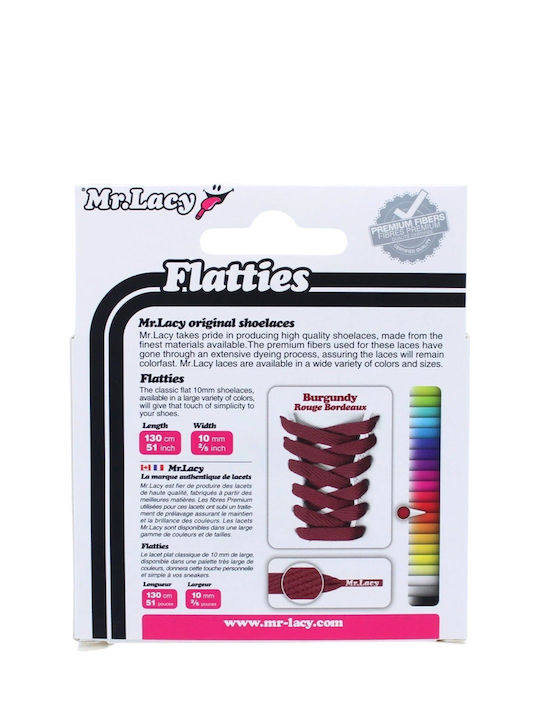 Mr Lacy Flatties Shoelaces 130cm Burgundy 316492-burgndy