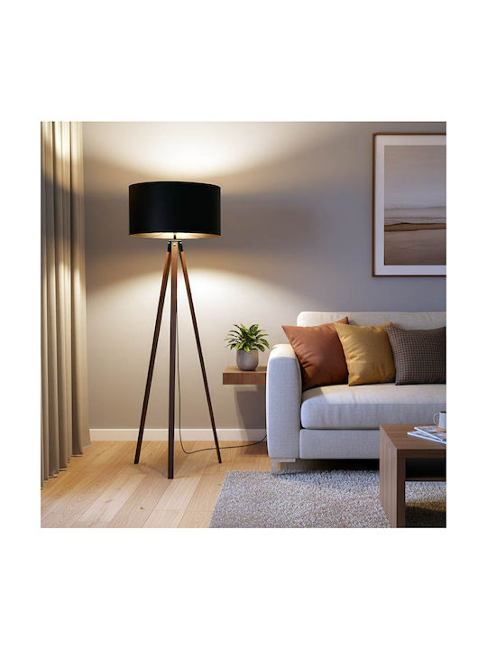 Pakketo PWL-1059 Floor Lamp H140xW38cm. with Socket for Bulb E27 Black