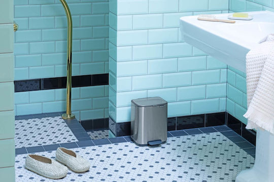 Brabantia Bo Pedal Waste Bin Made of Stainless Steel with Grey Pedal 7lt