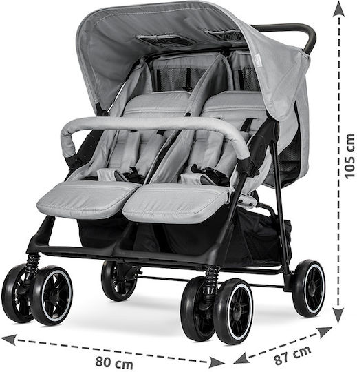 Lorelli Twin Adjustable Double Stroller Suitable for Newborn Grey 13.67kg