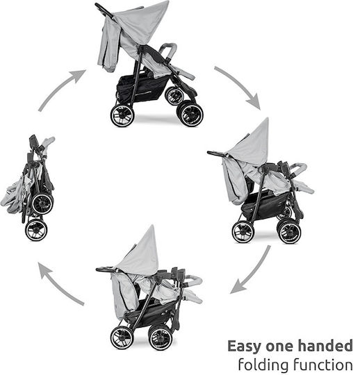 Lorelli Twin Adjustable Double Stroller Suitable for Newborn Grey 13.67kg