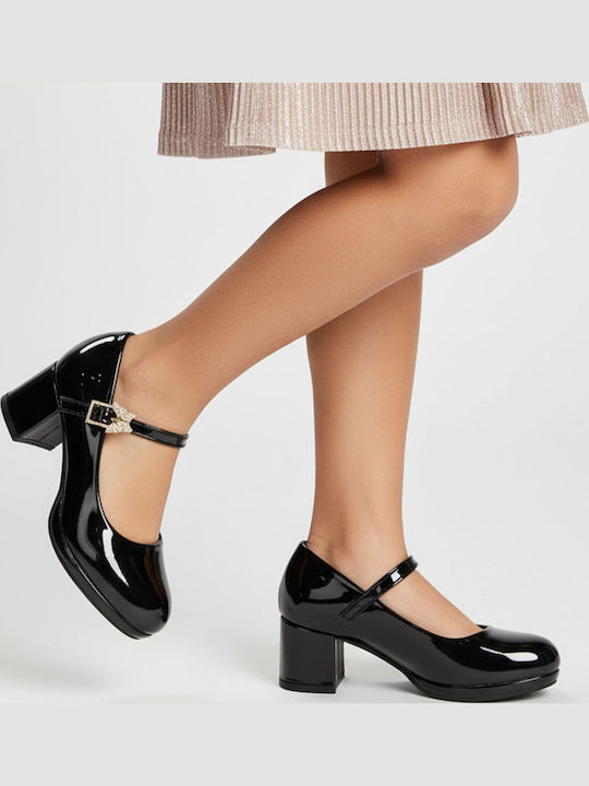 Kids Ballerinas with Adjustable Metal Clasp Black