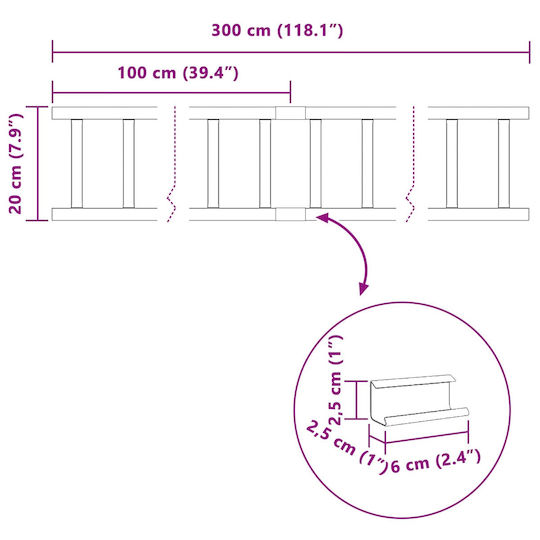 vidaXL Υλικό Περίφραξης Κήπου από Ατσάλι 300x2.5x20εκ. Κόκκινο