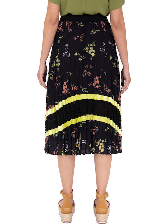 Pleated Midi Skirt Black