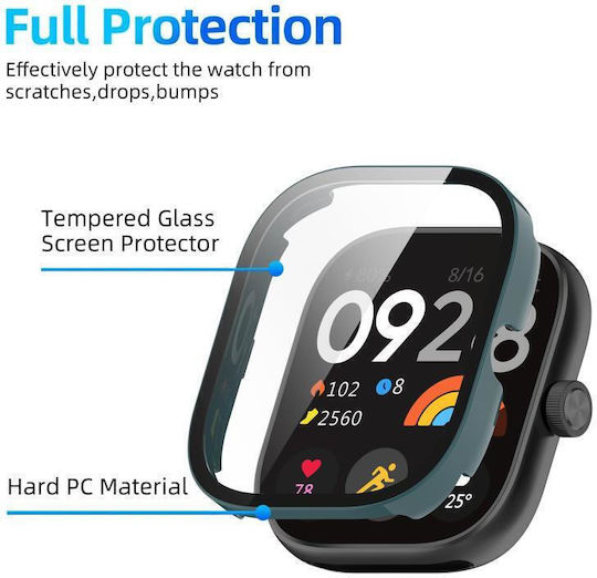 Redmi Watch 4 Xdfind Закален Стъклен Интегриран PC Протективен Калъф За Часовник В Борово Зелено