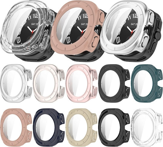 Samsung Galaxy Watch 7 40 mm Gehärtete Displayschutzfolie Integrierter Wasserdichter Pc Uhren Schutzabdeckung Elfenbein
