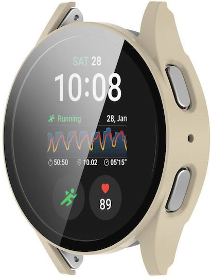 Samsung Galaxy Watch 7 40 mm Gehärtete Displayschutzfolie Integrierter Wasserdichter Pc Uhren Schutzabdeckung Elfenbein