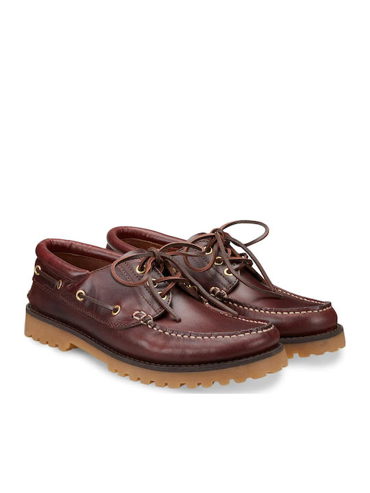 Leder Herren Mokassins in Burgundisch Farbe