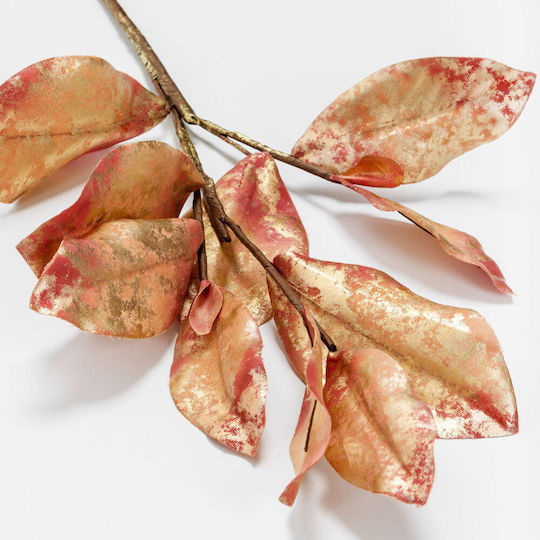 Magnolia Leaves Κλαδι Τεχνητο Υφασμα Pvc Χρυσο Μπορντω 74 Σετ 12 Τμχ 030779 Υφασμα Pvc