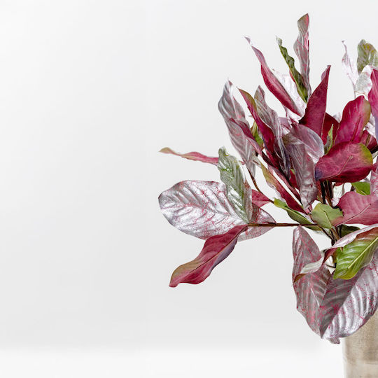 Magnolia Leaves Artificial Branch Fabric PVC Silver Bordeaux 78 Set 24 Pieces 030780 Fabric PVC