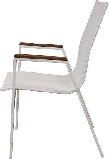 Scaun De Exterior Metalic Alb 24 Bucăți 74x56x90cm