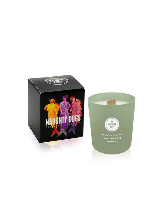 Naughty Dogs Aromatic Soy Candle In Jar With Sandalwood & Fig Perfume 250gr