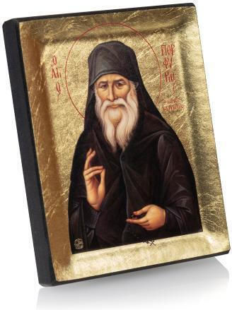 Άγιος Πορφύριος Αγιογραφημένη Εικόνα Καμβά Χρυσό Φόντο 13 X 10 Cm