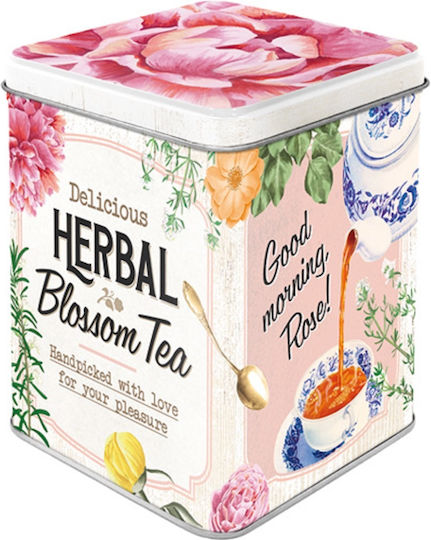 Nostalgic Art Herbal Blossom Home Box für Tee mit Deckel Metallisch 7.5x9.5x7.5cm
