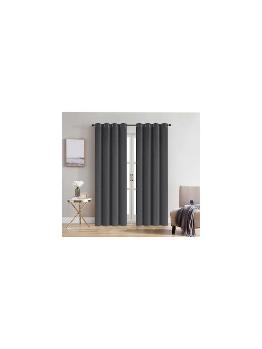 Chios Hellas Κουρτίνα Συσκότισης με Τρουκς Γκρι 140x260εκ.