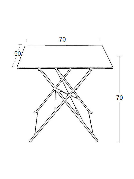 Alma Auxiliary Outdoor Foldable Metal Table Black 50x70x71cm